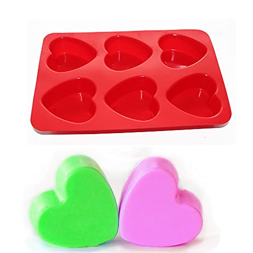X-Haibei Love 6 Heart Shape Silicone Mold Lotion Bars Soap Moulds Cake Muffin Baking Deep Cavity 4oz per Cell - Image 2