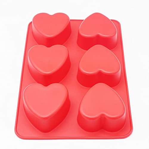 X-Haibei Love 6 Heart Shape Silicone Mold Lotion Bars Soap Moulds Cake Muffin Baking Deep Cavity 4oz per Cell - Image 4