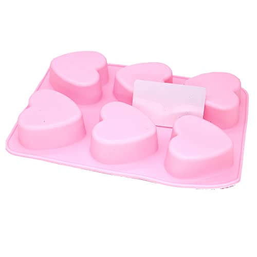 X-Haibei Love 6 Heart Shape Silicone Mold Lotion Bars Soap Moulds Cake Muffin Baking Deep Cavity 4oz per Cell - Image 5