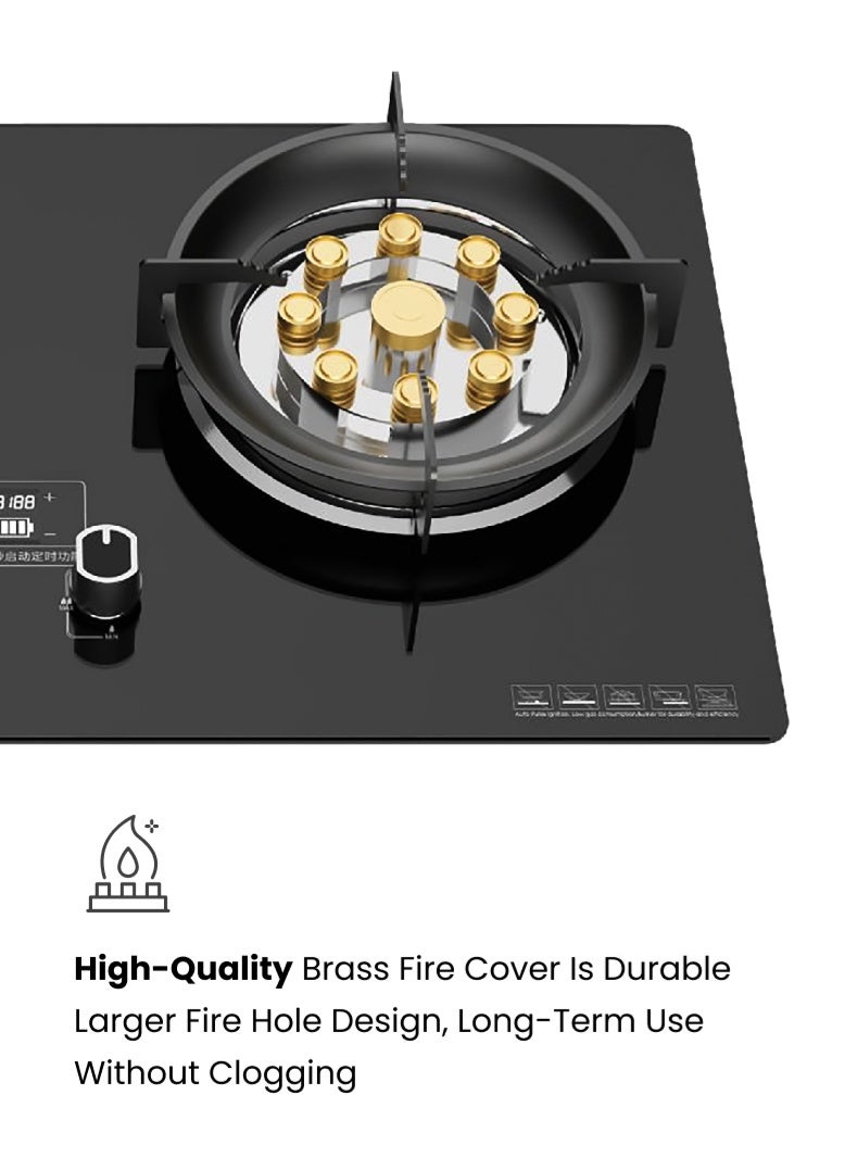 أوجيرا موقد غاز زجاجي بعيينين – شعلة ووك بـ 9 تجويفات، حماية من انطفاء اللهب، سطح زجاج مقوى، للاستخدام المدمج أو الخارجي، موديل OG3010GC مع ضمان سنتين - Image 5