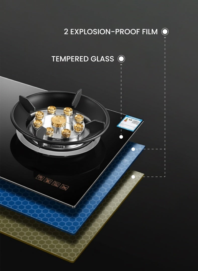 أوجيرا موقد غاز زجاجي بعيينين – شعلة ووك بـ 9 تجويفات، حماية من انطفاء اللهب، سطح زجاج مقوى، للاستخدام المدمج أو الخارجي، موديل OG3010GC مع ضمان سنتين - Image 2