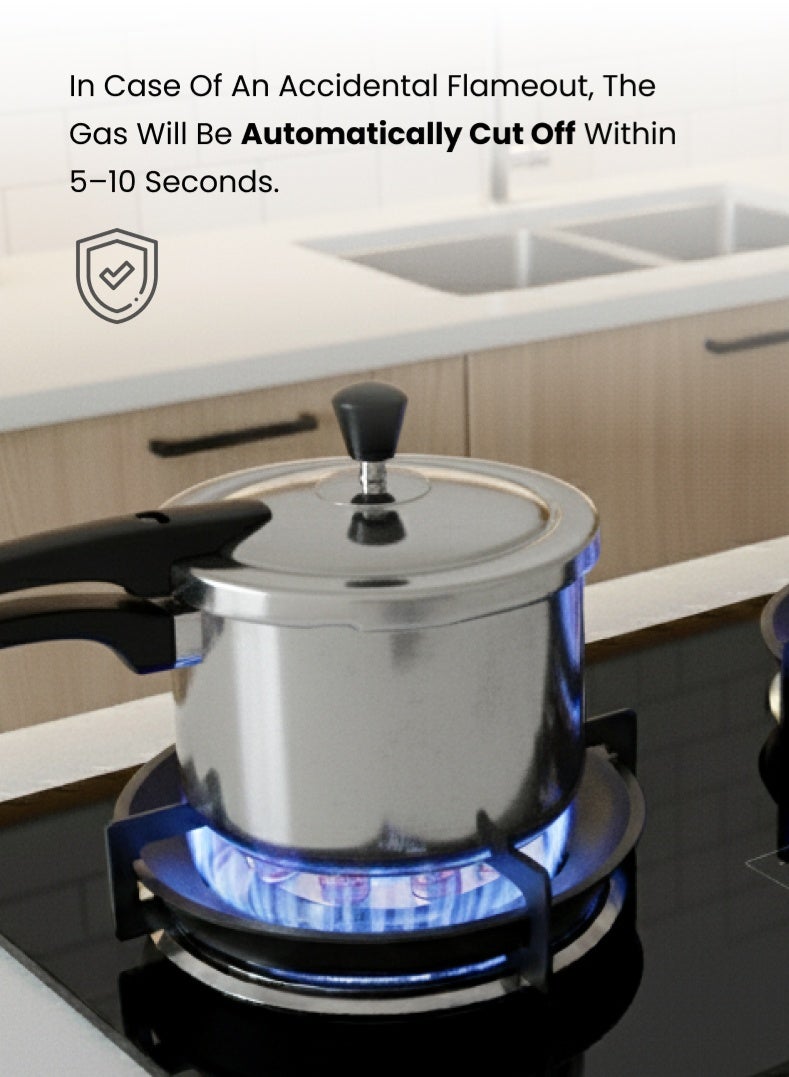 أوجيرا موقد غاز زجاجي بعيينين – شعلة ووك بـ 9 تجويفات، حماية من انطفاء اللهب، سطح زجاج مقوى، للاستخدام المدمج أو الخارجي، موديل OG3010GC مع ضمان سنتين - Image 4