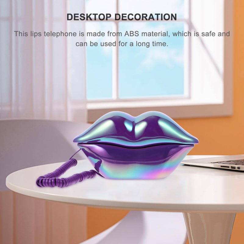 Lip Shaped Desk Decoration Phone Charm Electroplated Finish Unique Landline Stable Signal - Image 4
