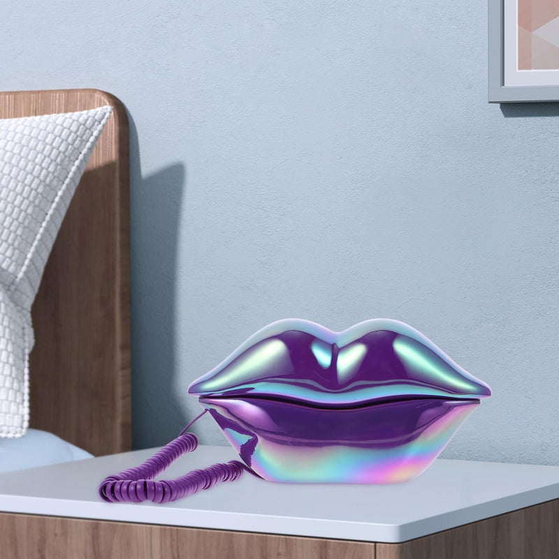 Lip Shaped Desk Decoration Phone Charm Electroplated Finish Unique Landline Stable Signal - Image 5
