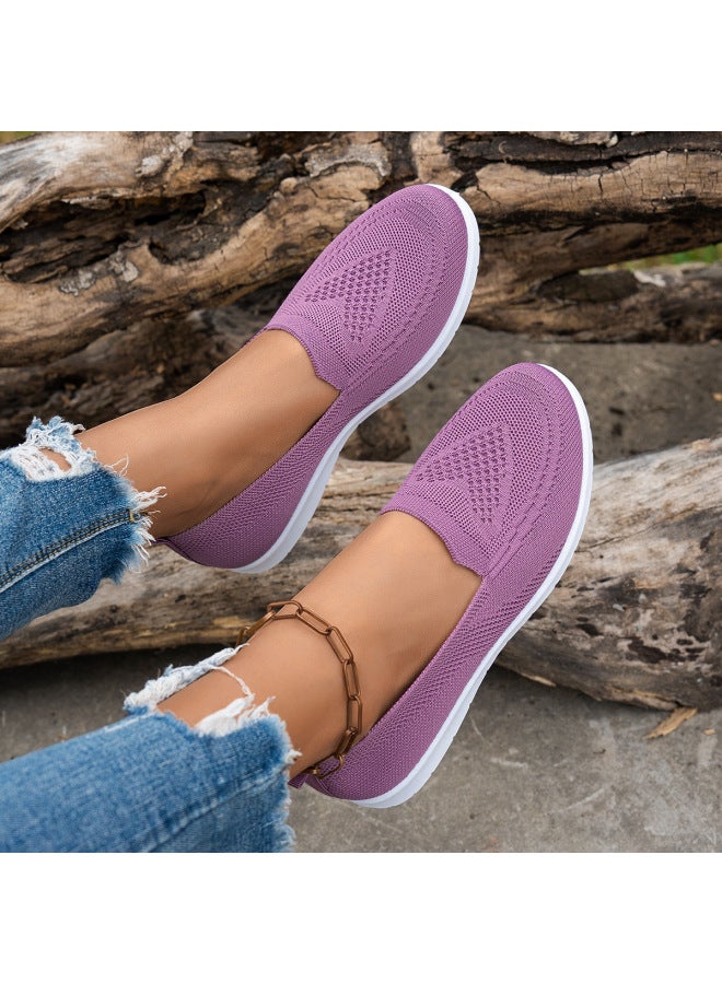 Large Size Women's Casual Shoes For Women  Spring And Autum New Round Toe Low Heel Mesh Fly Knit Sports Shoes For Women