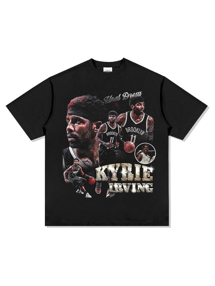 2022 New Original Design Vintage Irving Printed Short-Sleeved T-Shirt and Washed and Distressed Men''s Retro Style - Image 4