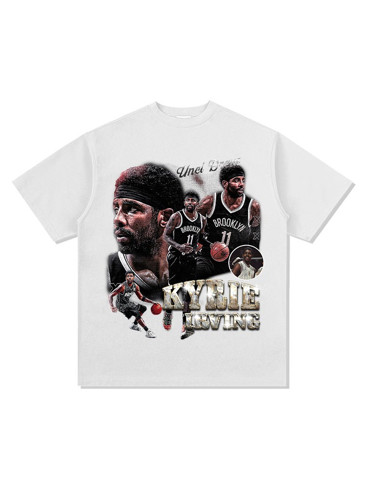 2022 New Original Design Vintage Irving Printed Short-Sleeved T-Shirt and Washed and Distressed Men''s Retro Style - Image 5