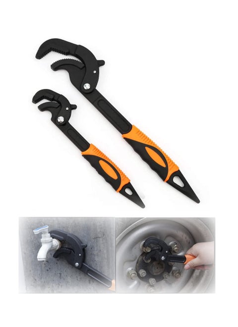 2 Pcs Multi-function Universal Wrench Set, Self Adjusting Spanner Quick Power Grip Pipe Wrench, for Auto Repair and Home Maintenance