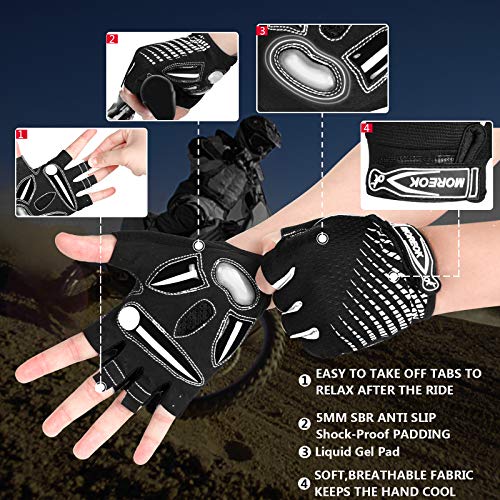 MOREOK Cycling Gloves Bike Gloves for Men/Women-[Breathable Anti-Slip 5MM Gel Pad] Biking Gloves Half Finger Road Bike MTB Bicycle Gloves-121-Light White-M - Image 2