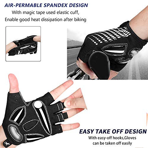 MOREOK Cycling Gloves Bike Gloves for Men/Women-[Breathable Anti-Slip 5MM Gel Pad] Biking Gloves Half Finger Road Bike MTB Bicycle Gloves-121-Light White-M - Image 4