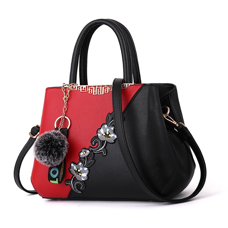Embroidered Women'S Bag Handbags Middle-Aged Mother'S Bag Simple Atmospheric Handbag Fashion Stitching Shoulder Bag - Image 2