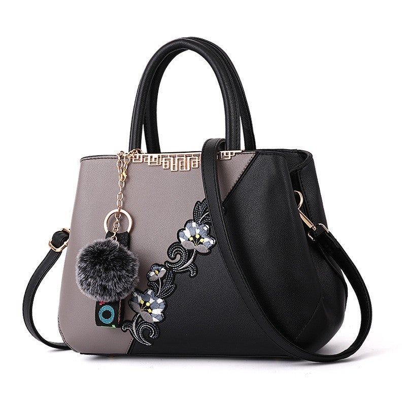 Embroidered Women'S Bag Handbags Middle-Aged Mother'S Bag Simple Atmospheric Handbag Fashion Stitching Shoulder Bag - Image 4