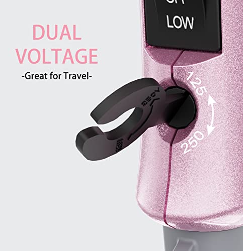 DAN Technology Travel Hair Dryer,Dual Voltage HairDryer,Mini Blow Dryer with Concentrator,Small Hair Dryer with Diffuser,European hairdryer with European Plug,Pink Blow Dryer for Women - Image 4