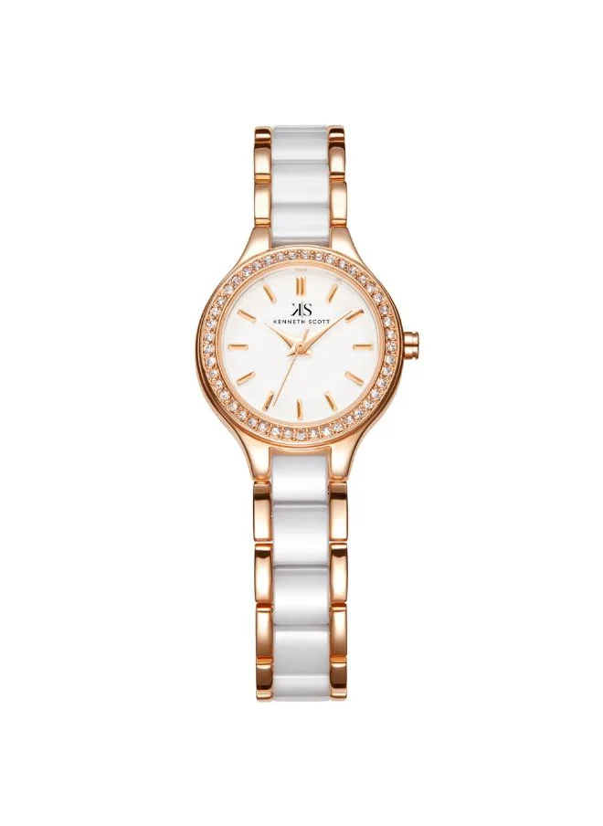 كينيث سكوت Kenneth Scott K23509-KCWW Women's Analog Display Watch & Alloy+ceramic Strap White