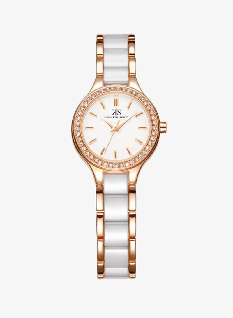 Kenneth Scott K23509-KCWW Women's Analog Display Watch & Alloy+ceramic Strap White - Image 2