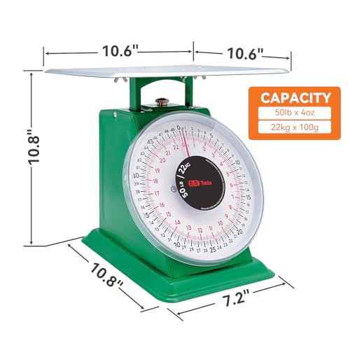 ta da Tada 50lb Heavy Duty Mechanical Dial Kitchen and Food Scale with Stainless Steel Platform - Image 3
