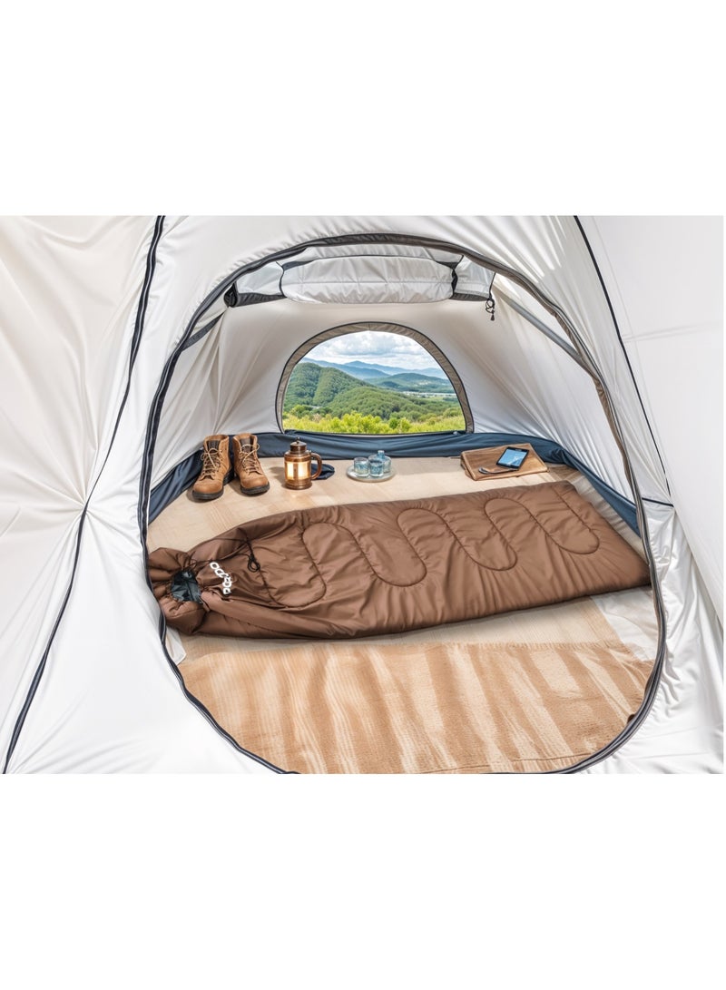 porodo Camping Sleeping bag with Heat Function /Size:220 x 75cm/ Versatile and Portable / Lightweight and Easy-to-Carry / Superior Warmth and Durable / Camping / Hiking / Outdoor - Brown - Image 3