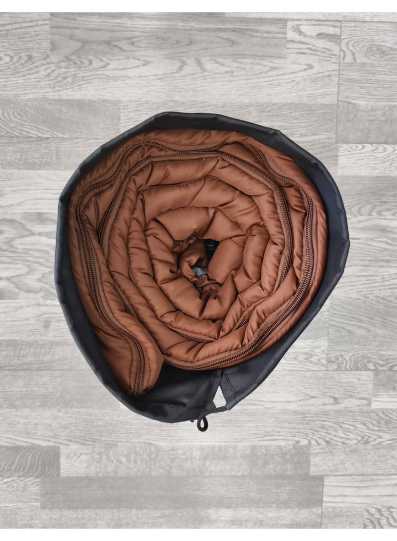 porodo Camping Sleeping bag with Heat Function /Size:220 x 75cm/ Versatile and Portable / Lightweight and Easy-to-Carry / Superior Warmth and Durable / Camping / Hiking / Outdoor - Brown - Image 5