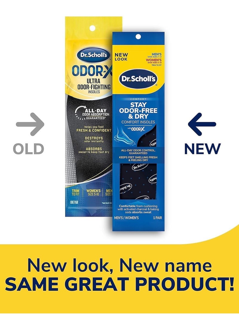 Dr. Scholl's Stay Odor Free and Dry Comfort Shoes Foot Cushion Insole Foam with Active Charcoal and Baking Soda Absorb Sweat Keep Foot Fresh and Dry Men Women Shoe Insole 1 Pair - Image 2