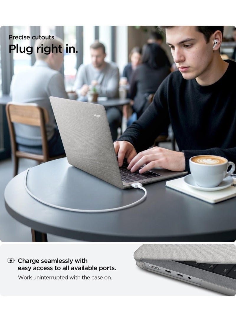 Spigen Urban Fit for MacBook Pro 16 inch case M5 Pro / M5 Max (2026) M4/M3/M2/M1 Pro/Max (2024-2021) A3429, A3428, A3403, A3186, A2991, A2780, A2485 Premium Knit Fabric Hard Shell cover - Heather Gray - Image 3