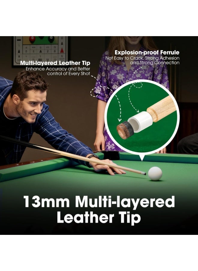 57.2-inch two-piece pool cue, 13mm leather tip cue, suitable for adult commercial and home entertainment (2 cues) - Image 4