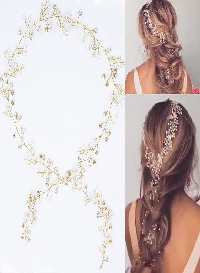 يان طوق شعر طويل من Yean Wedding Hair Vine، إكسسوارات شعر للعروس ووصيفاتها (100 سم / 39.3 بوصة) (ذهبي) - Image 5