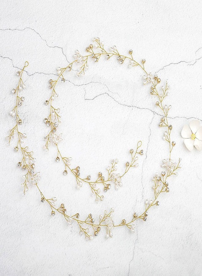يان طوق شعر طويل من Yean Wedding Hair Vine، إكسسوارات شعر للعروس ووصيفاتها (100 سم / 39.3 بوصة) (ذهبي) - Image 2