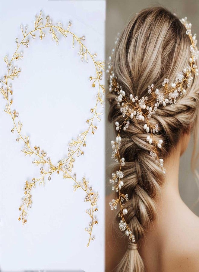 يان طوق شعر طويل من Yean Wedding Hair Vine، إكسسوارات شعر للعروس ووصيفاتها (100 سم / 39.3 بوصة) (ذهبي) - Image 1