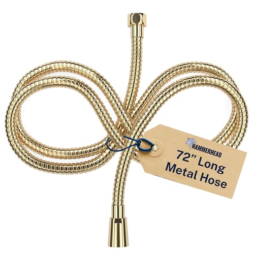 HammerHead Showers Solid Metal Shower Hose Attachment for Showerhead, Extra-Long 72-Inch Universal Replacement Hose for Hand held Shower, Polished Brass - Image 1
