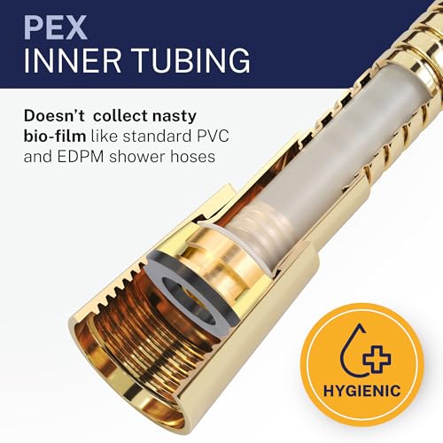 HammerHead Showers Solid Metal Shower Hose Attachment for Showerhead, Extra-Long 72-Inch Universal Replacement Hose for Hand held Shower, Polished Brass - Image 5