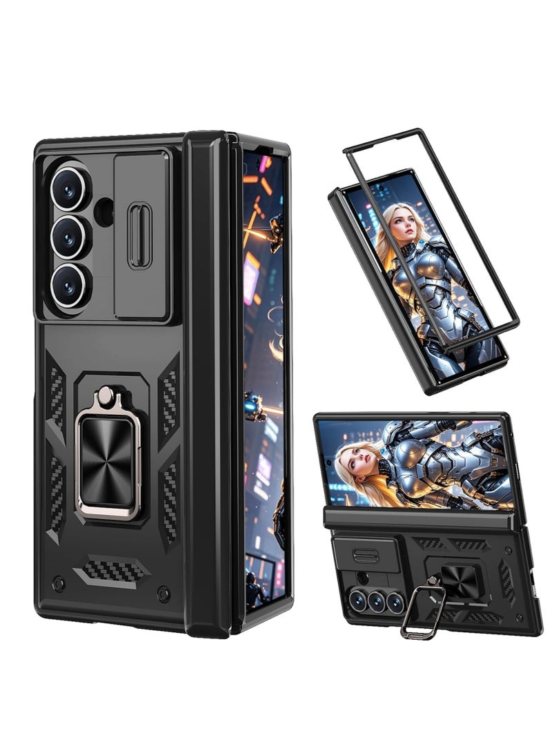 كيلا حافظة لهاتف Samsung Galaxy Z Fold 7، مع حماية للمفصلة، وغطاء كاميرا منزلق، وحامل مغناطيسي، وغطاء واقي صلب مقاوم للصدمات لهاتف Z Fold 7 (أسود) - Image 1