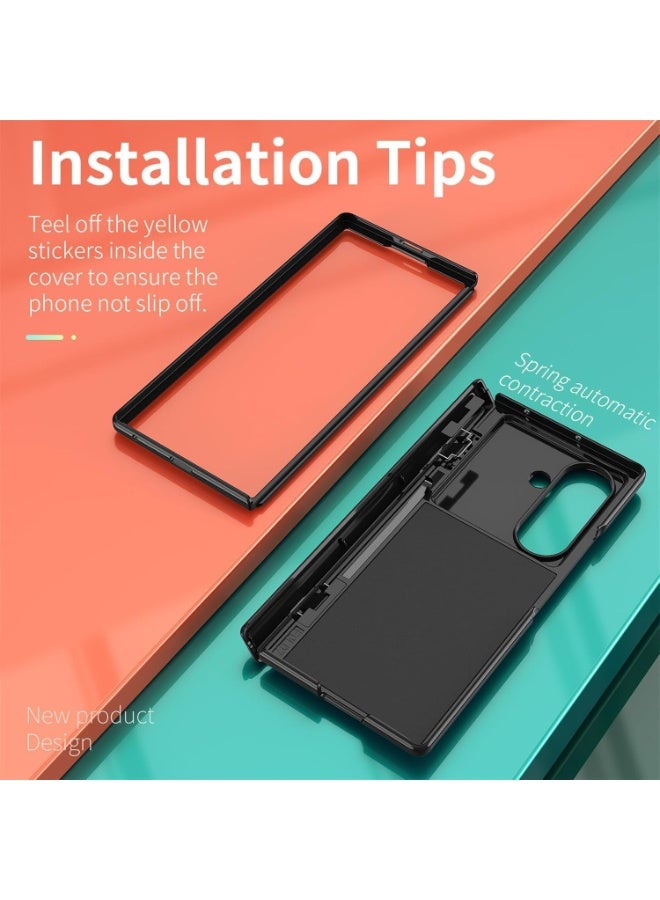 كيلا حافظة لهاتف Samsung Galaxy Z Fold 7، مع حماية للمفصلة، وغطاء كاميرا منزلق، وحامل مغناطيسي، وغطاء واقي صلب مقاوم للصدمات لهاتف Z Fold 7 (أسود) - Image 4