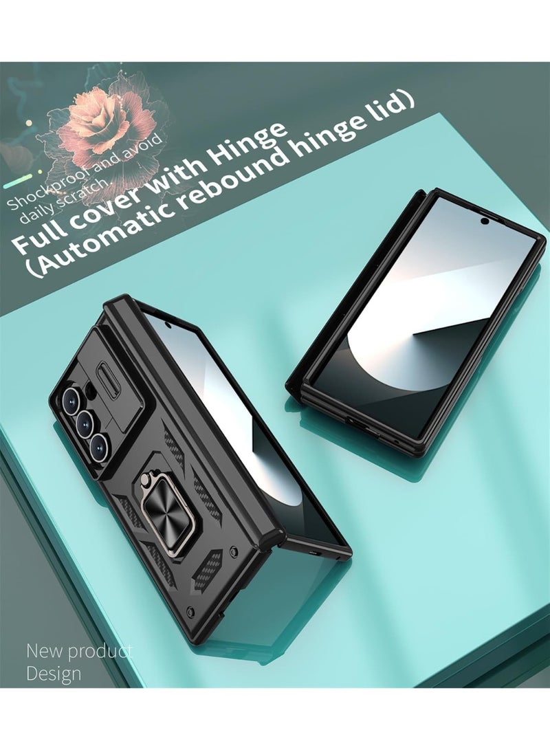 كيلا حافظة لهاتف Samsung Galaxy Z Fold 7، مع حماية للمفصلة، وغطاء كاميرا منزلق، وحامل مغناطيسي، وغطاء واقي صلب مقاوم للصدمات لهاتف Z Fold 7 (أسود) - Image 2