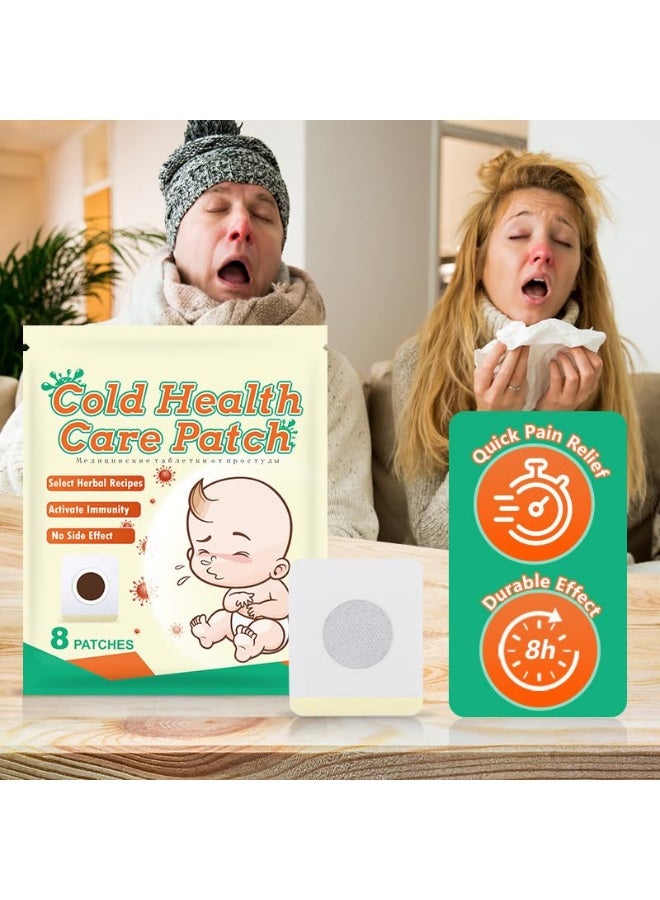 سوميفون 8 قطع من لاصقات الأعشاب الطبيعية لتخفيف البرد، لاصقات تبريد للأطفال، تهدئ سيلان الأنف والاحتقان والتهاب الحلق، تدوم حتى 8 ساعات من البرودة المستمرة، تخفيف مريح للصداع - Image 4