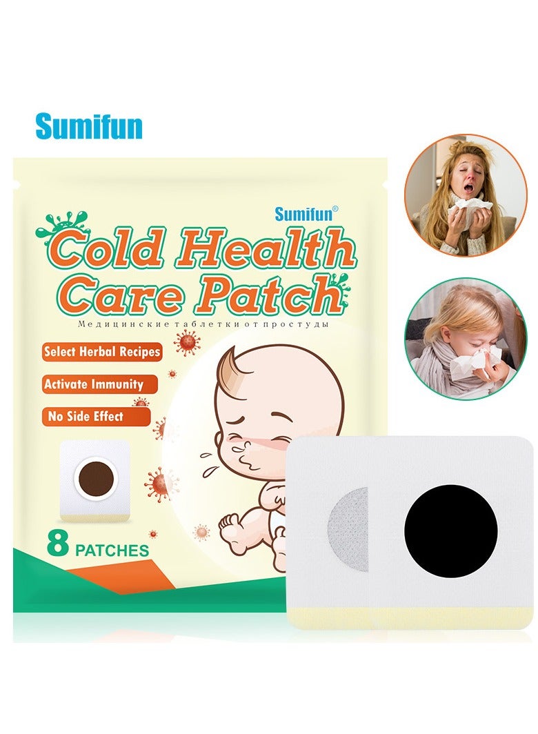 سوميفون 8 قطع من لاصقات الأعشاب الطبيعية لتخفيف البرد، لاصقات تبريد للأطفال، تهدئ سيلان الأنف والاحتقان والتهاب الحلق، تدوم حتى 8 ساعات من البرودة المستمرة، تخفيف مريح للصداع - Image 1