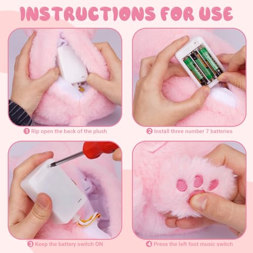 Prewplam Breathing Stuffed Animal Pink Cat Plush Baby Toy Soothing Sound Machine with Music Lights Breathing Motion for Kids Boys Girls - Image 5