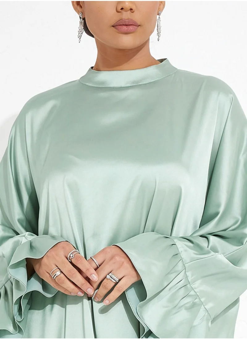 Rosette Abaya Emerald Farasha Style Abaya