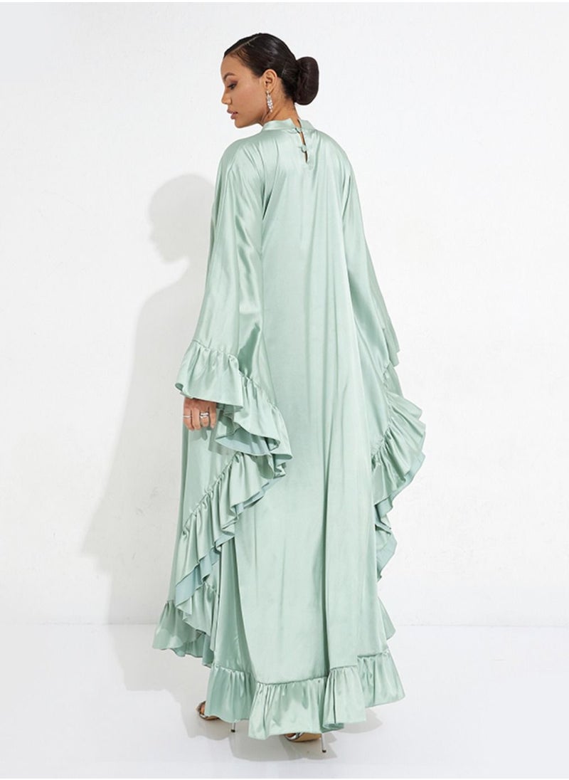 Rosette Abaya - Emerald Farasha Style Abaya - Image 1