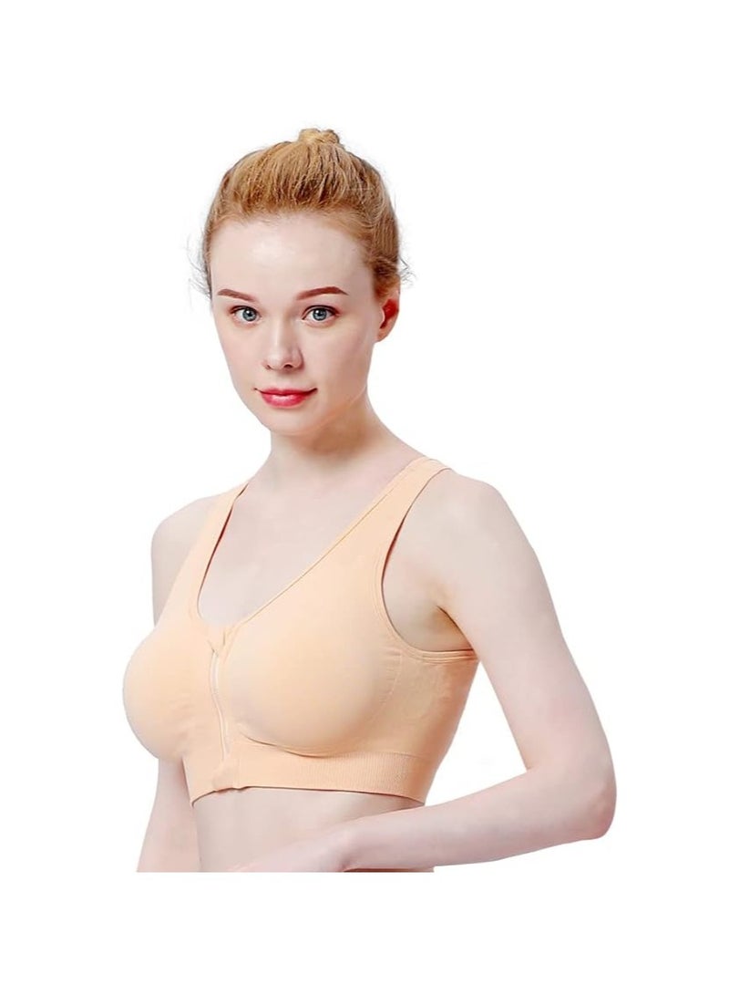 Women's Zip Front Sports Bra Wireless Post-Surgery Bra Active Yoga Sports Bras - Image 5