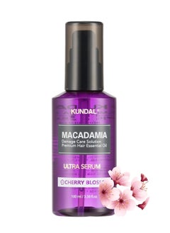 KUNDAL Kundal Ultra Macadamia Oil Hair Serum [Cherry Blossom]- Korean Hair Care Premium Hair Essential Oil, Intense Repair, Deep Nourishment, Frizz Control for All Hair Types 3.38fl oz (Pack of 1)  - Image 1
