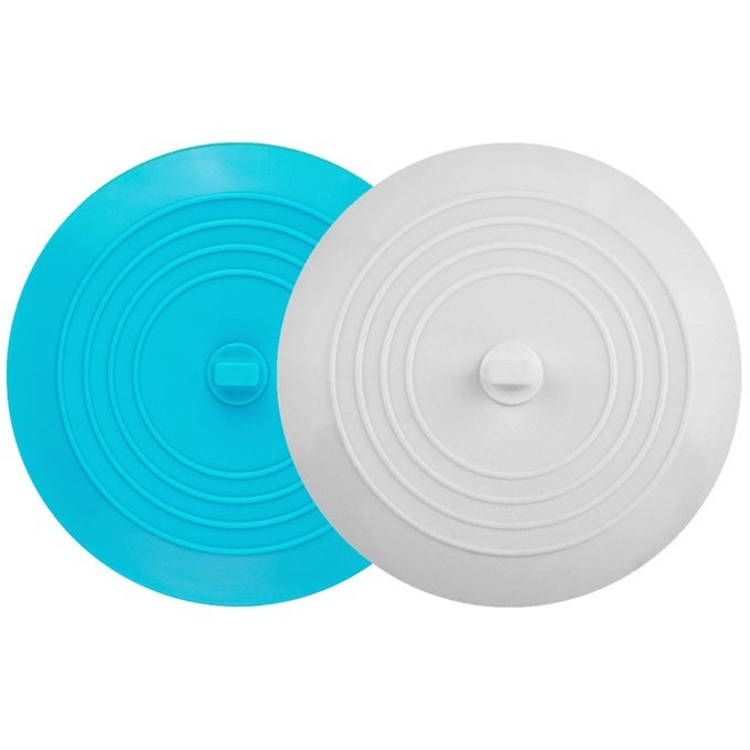 2 PACK 6 BATHTUB TUB DRAIN COVER STOPPER LARGE SILICONE SUCTION BATHROOM DRAIN PLUG HAIR STOPPER BATHROOM ACCESSORIES FOR KITCHEN AND LAUNDRY WHITEAQUA