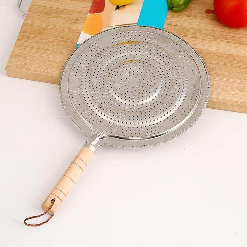 IDEAL PRIME Heavy Duty Stainless Steel Heat Diffuser Roti Jali Roaster with Heat Resistance Wooden Handle Steel Papad Jali Barbeque Item Kitchen Tool Pack of 1 - Image 1