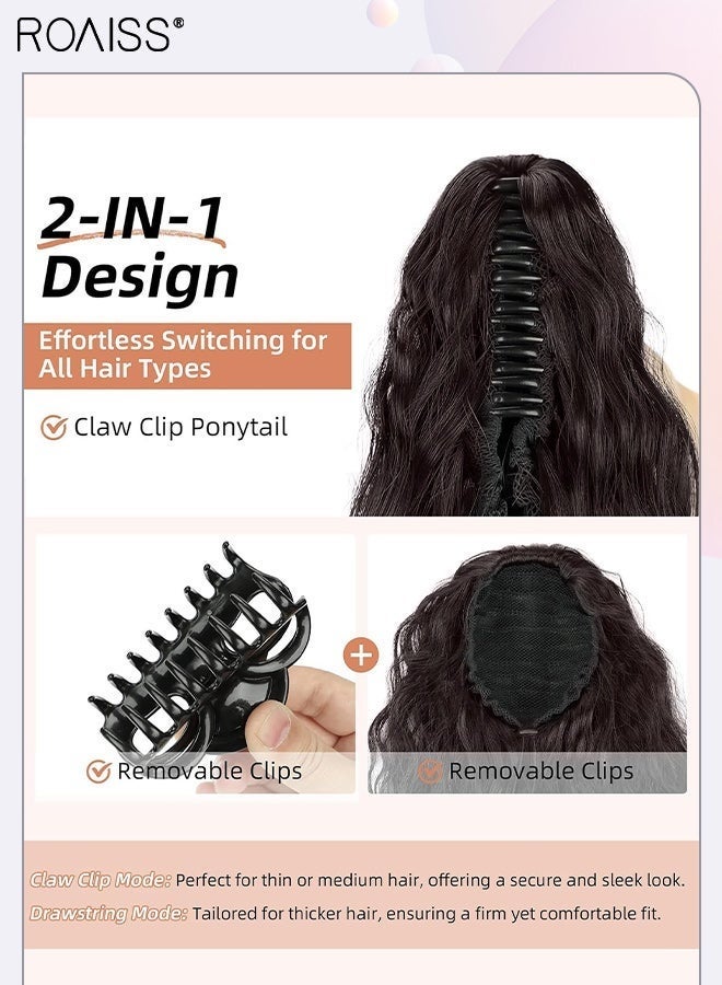 roaiss 30 Inch Curly Ponytail Extension Synthetic Wavy Pony Tail for Daily Party Use Long Curly Wavy Hair Ponytail Extension Claw Jaw Clip Natural Fluffy Ponytail Wig with Drawstring for Women - Image 4