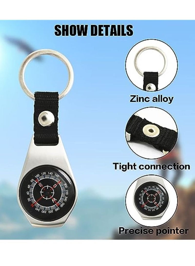 Generic Compass Hiking 2 Pack, Key Ring Compass for Kids, Waterproof Shockproof Compass Keychain, Military Army Compass, Mini Metal Compass for Travel, Camping, Driving, Outdoor. - Image 2