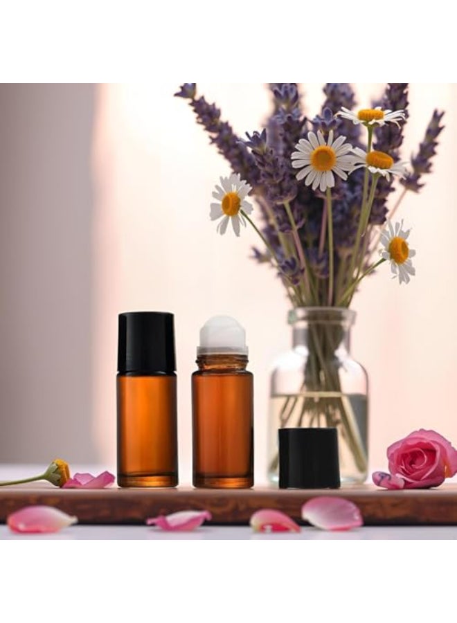 Tustao 2Pcs 50ml Brown Glass Essential Oil Roller Bottles Refillable Roll on Empty Deodorant Bottle Containers Rollerball for Fragrance Roller Bottles Ball ApplicatorRollerball Bottle - Image 2