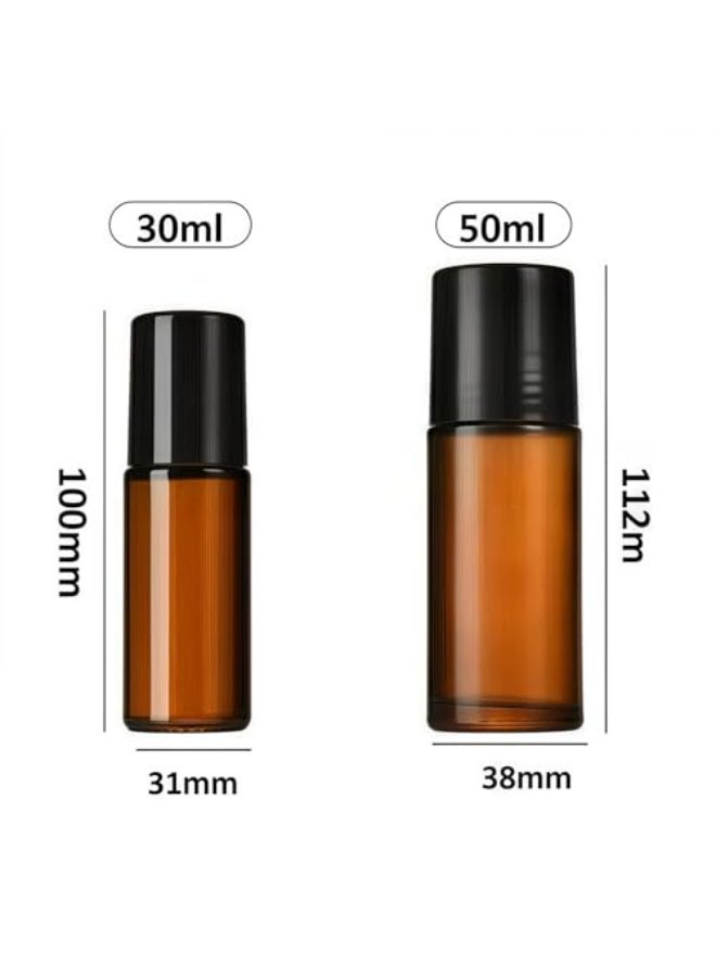 Tustao 2Pcs 50ml Brown Glass Essential Oil Roller Bottles Refillable Roll on Empty Deodorant Bottle Containers Rollerball for Fragrance Roller Bottles Ball ApplicatorRollerball Bottle - Image 4