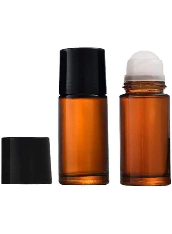 Tustao 2Pcs 50ml Brown Glass Essential Oil Roller Bottles Refillable Roll on Empty Deodorant Bottle Containers Rollerball for Fragrance Roller Bottles Ball ApplicatorRollerball Bottle - Image 1