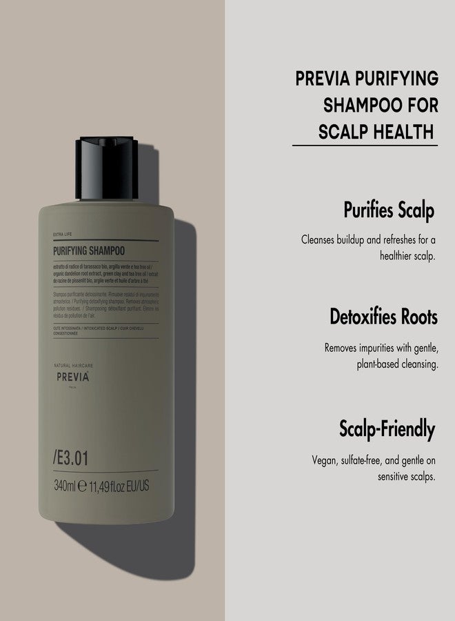 PREVIA Purifying Shampoo for Scalp Health | Purifying & Detoxifying | Nourishing Formula | Vegan & Sulfate-Free | 11.49 oz - Image 2
