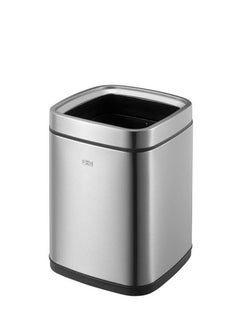 EKO LAGUNA SERIES | Brushed Stainless Steel Finish | Fingerprint-Resistant | Open-Top Trash Bin | Metallic Grey | Small | 12L  - Image 1