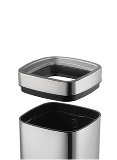 EKO LAGUNA SERIES | Brushed Stainless Steel Finish | Fingerprint-Resistant | Open-Top Trash Bin | Metallic Grey | Small | 12L  - Image 3